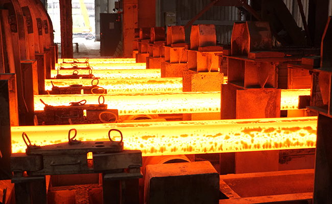 Steelmaking inside factory