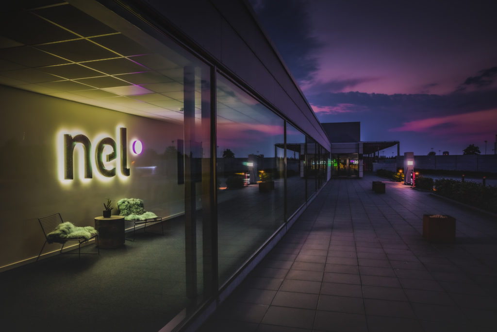 External shot of Nel building at sunset